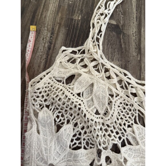 VTG For Love & Lemons Ivory Crochet Mini Dress/ Cover-Up Size S/M - Picture 6 of 8